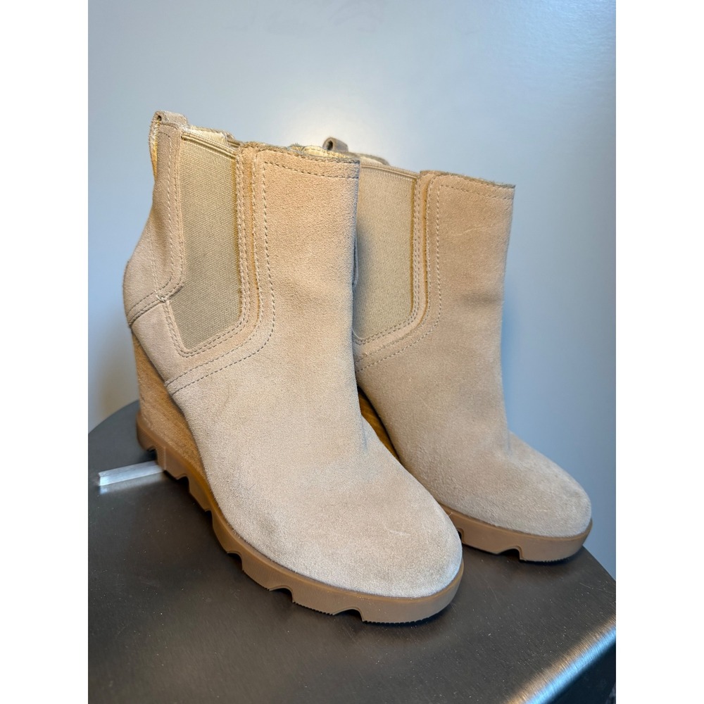 Sorel Joan of Arctic III Waterproof Wedge Chelsea Boots Tan Suede NL3951-251 6